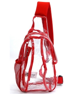 See Thru Clear Bag Sling Bag Crossbody Backpack CW214 RED